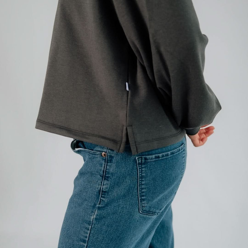 Ladies' Bamboo Fleece Cropped Pullover | Rose
