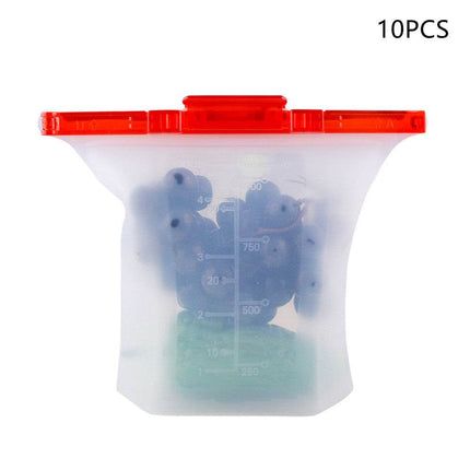 10pcs Kitchen Refrigerator Silicone Food Storage Bag