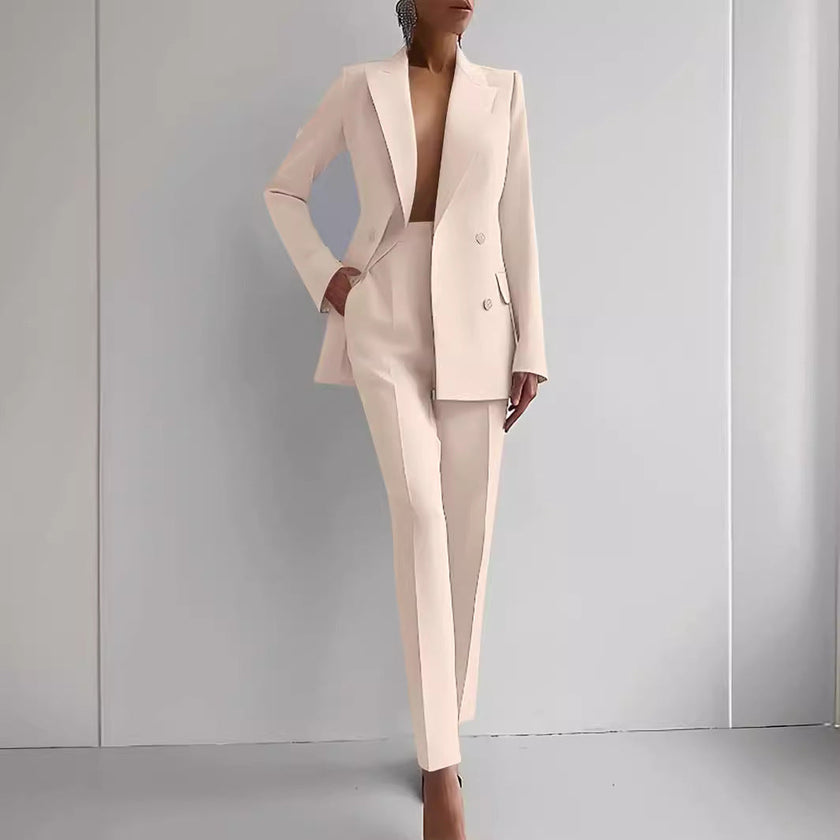 Women's Business Casual Suit Set – Long Sleeve Blazer & Slim Trousers | Canada & USA
