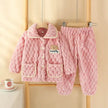 Children Thick Winter Fleece Pajamas set boys girls kids