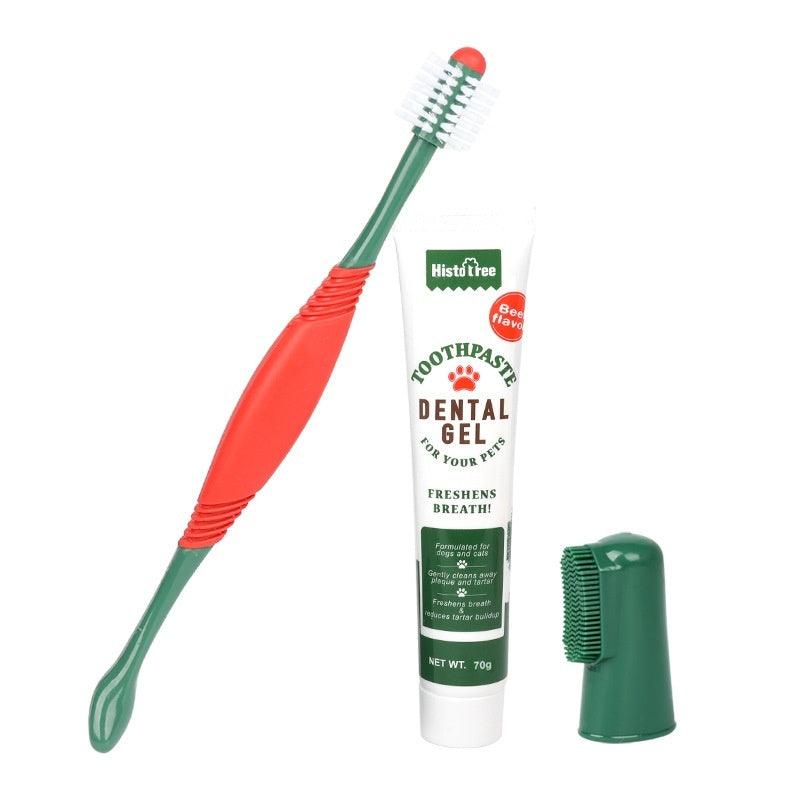 Dog Toothbrush & Toothpaste Kit – Pet Dental Care Set with Finger Brush & Dental Gel