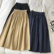 Solid Color Women Workwear Pleated Midi Skirt