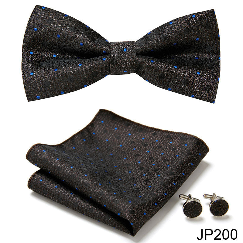 Men's Jacquard Bow Tie Set – Bow Tie, Pocket Square & Cufflinks | 36 Colors | Canada & USA