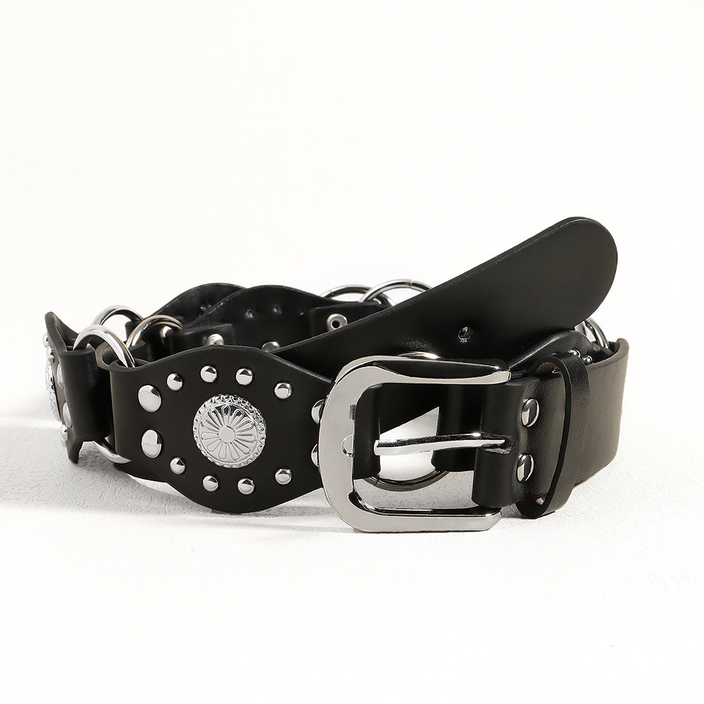 Vintage Riveted Punk Belt – Alloy & PU Unisex Fashion Belt in 110cm & 120cm (12 Styles)