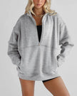 Women's Half Zipper Pocket Fashion Casual Exercise Oversized Sweatshirt Pullover