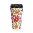 Travel Mug — Colorful Handprint Pattern Stainless Steel Tumbler