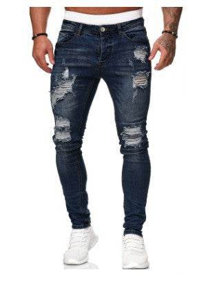 Slim fit Ripped Straight leg denim Jean Pant trousers for men