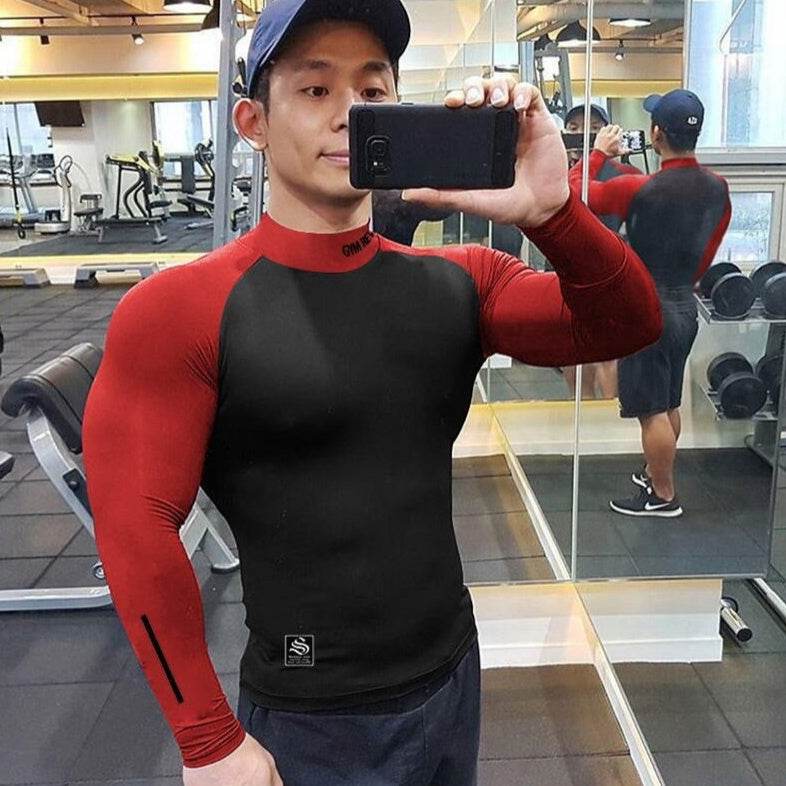 Muscle fit Long sleeve Gym shirt Sports Leisure Top for men