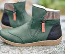 Winter Leather Stitching Flat Bottom Martin Boots With Zipper Plus Size