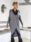 New Fashion Autumn Winter Front Split Sweater Tunic Top Women