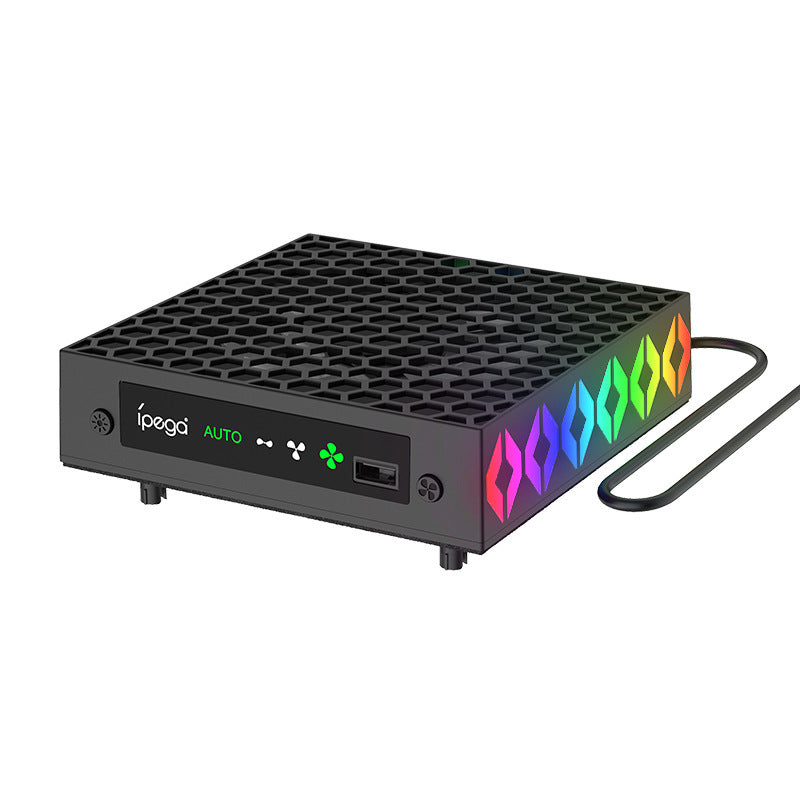 Xbox Series X Cooling Fan Stand with Temperature Display, RGB Lighting & Headset Holder