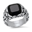 Men’s Stainless Steel Pebble Texture Signet Biker Ring
