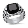 Men’s Stainless Steel Pebble Texture Signet Biker Ring