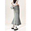 Irregular Half-length Split Denim long Skirt