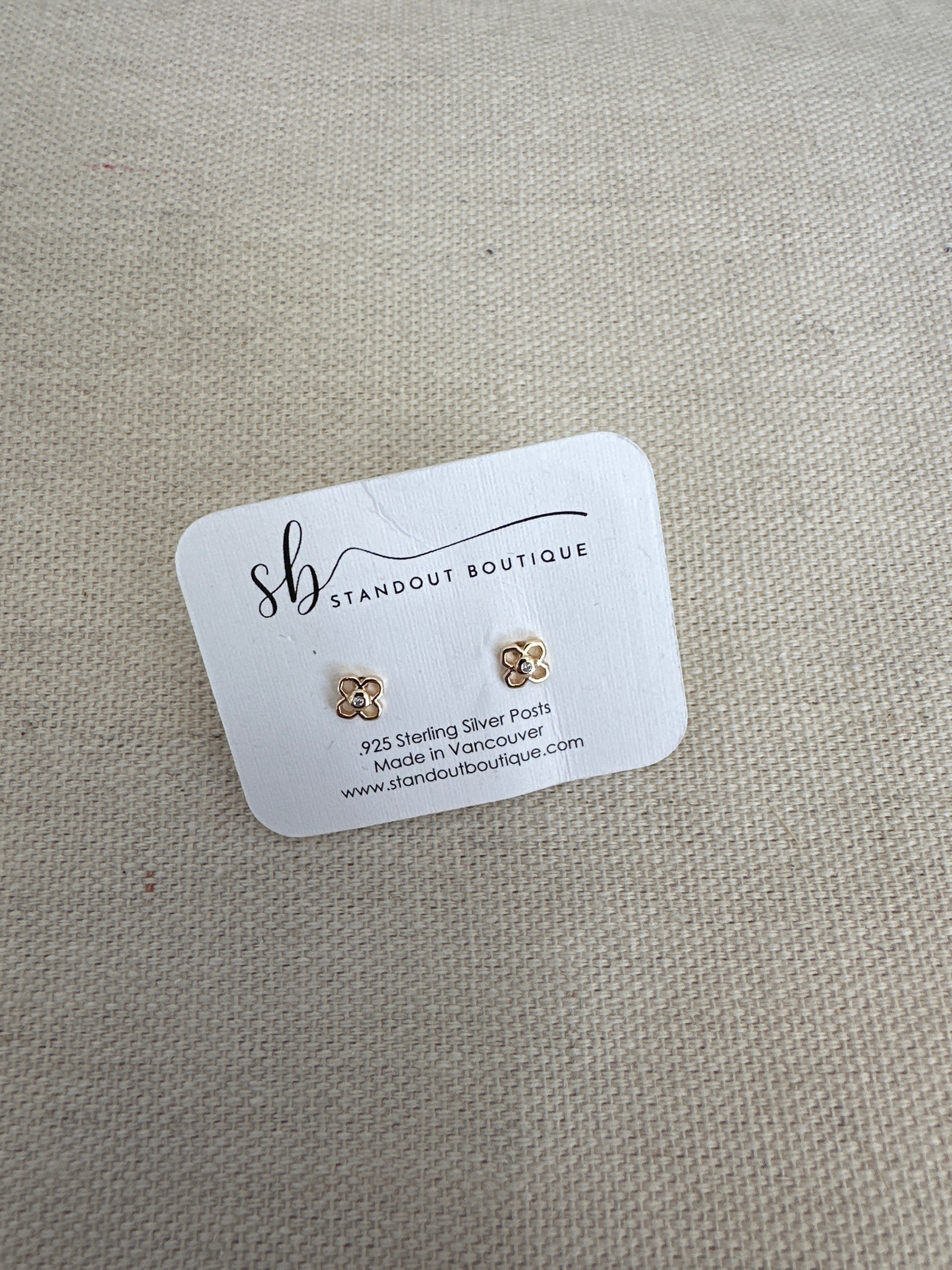 Standout Boutique Gold Flower with Crystals Studs