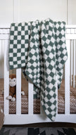 Baby's Breath & Forest Green Check Print Toddler Blanket
