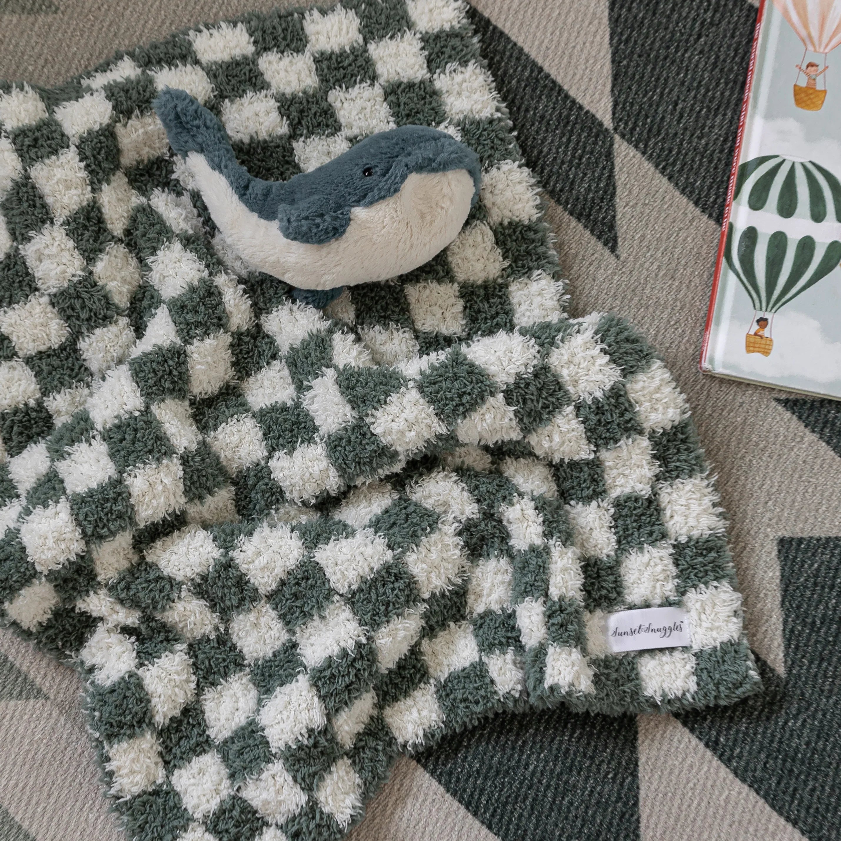 Baby's Breath & Forest Green Check Print Lovey
