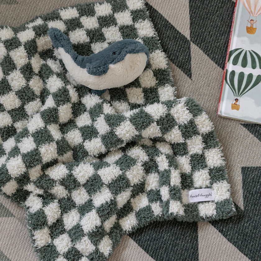 Baby's Breath & Forest Green Check Print Lovey