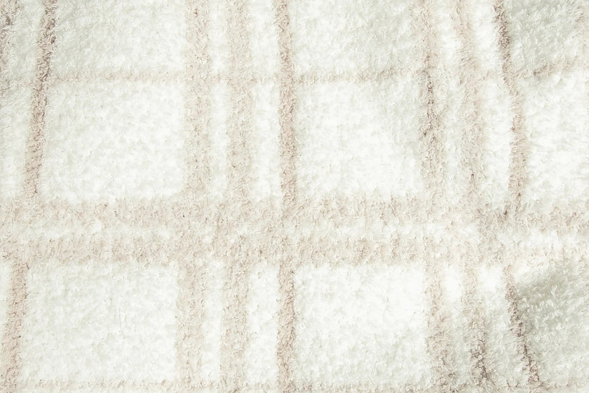 Blushing Beige & White Plaid Print Extended Throw