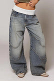 Women's Distressed Straight Leg Jeans – Loose Fit Denim Trousers in Blue & Black (XS–XXL)