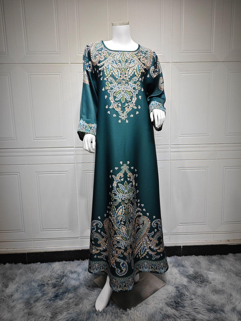 Muslim Robe Printed Dubai Women's Clothing Dress