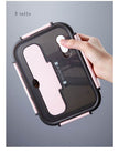 Portable Kids Bento Plastic Lunch Box with Cutleries