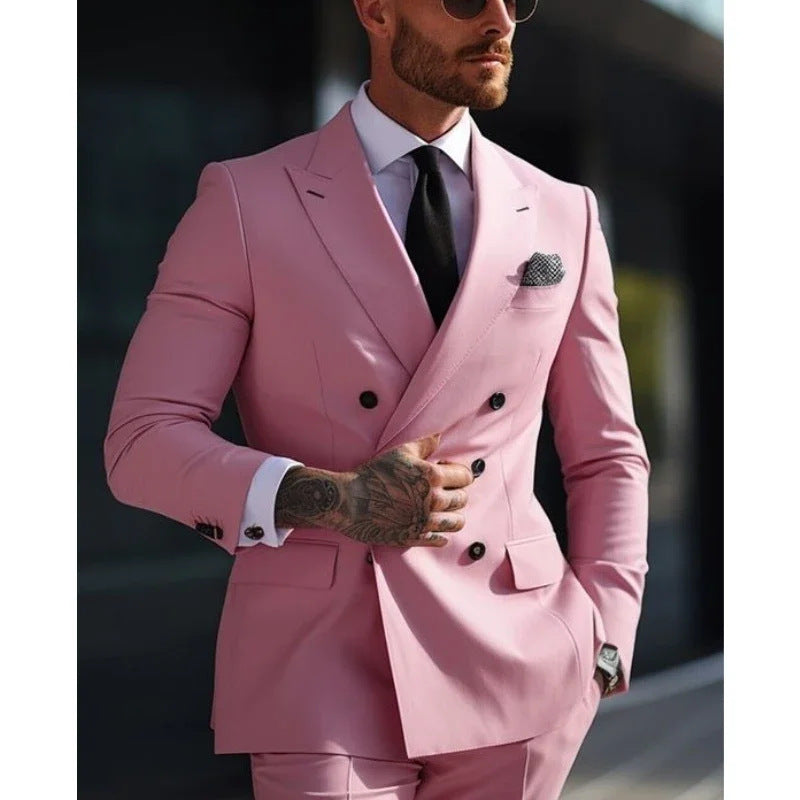 Men's British Slim Fit 2-Piece Suit Set – 17 Colors, Banquet & Wedding Formal Wear | Canada & USA (XS–5XL)