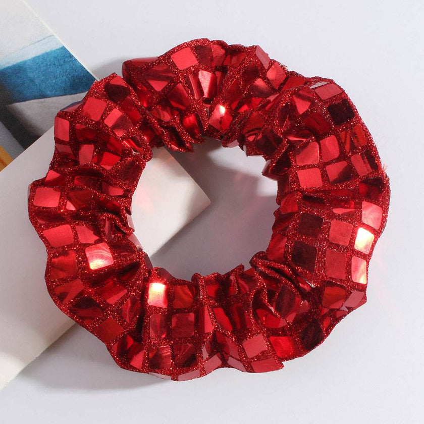 Women Knitted  Red Velvet Hair Scrunchies Hair Accesories