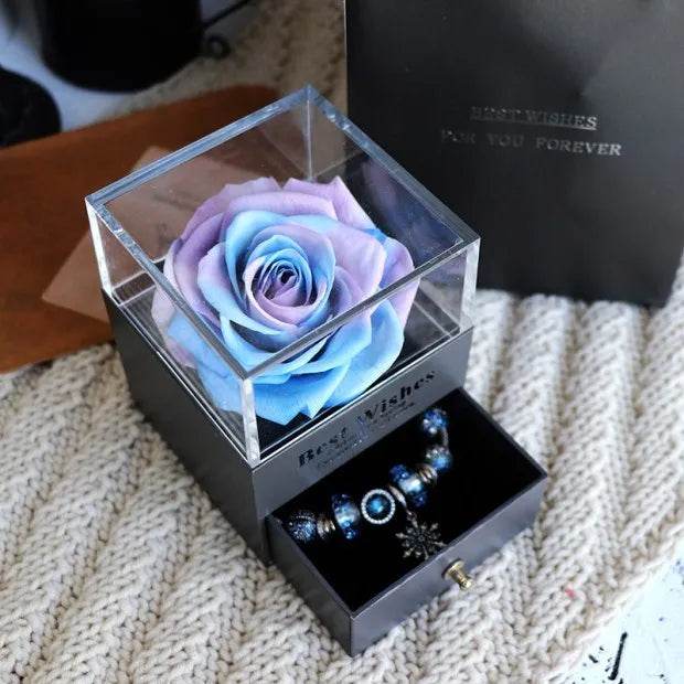 Eternal Flower Rose Jewelry Box for Birthday Presents Valentines Day Wedding Gift Box