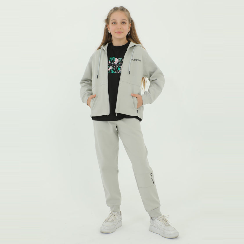 Zip-Up Hoodie Girls Jogger Set