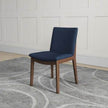 Laura Blue Linen Solid Wood Dining Chair  Set Of 2 Mid-Century Modern Style
