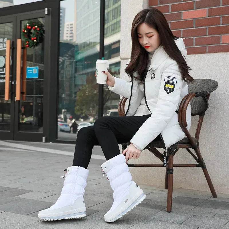 Winter boots New Plus Velvet Thick Cotton Shoes Thermal Middle Tube Waterproof Non-slip Boots