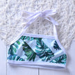 Baby Girls 2-Piece Split Swimsuit – Leaf Print Polyester Swimwear for Kids (80–120cm)