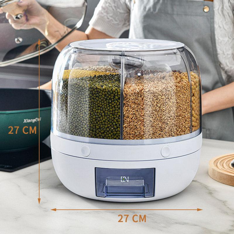 360° Rotating Rice & Grain Storage Container – Sealed Cereal Dispenser with Moisture-Proof Design