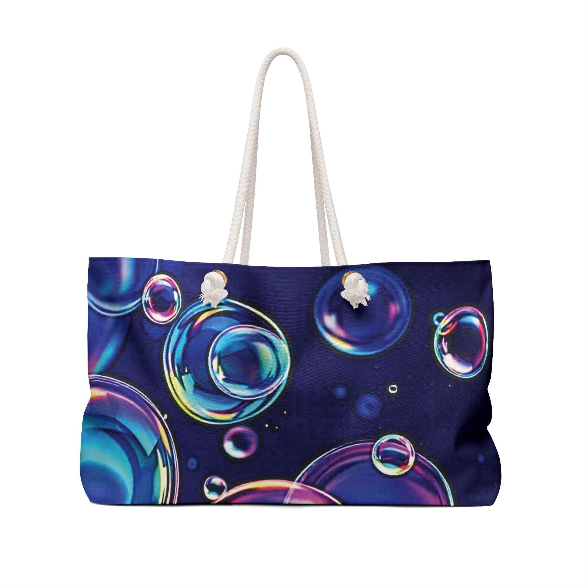 Colorful Soap Bubbles Weekender Bag | Vibrant Bubble Print Large Tote Bag