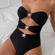 Backless One Piece Swimsuit for Women | Solid Color High Waist Tight Nylon Swimwear XS-XXL