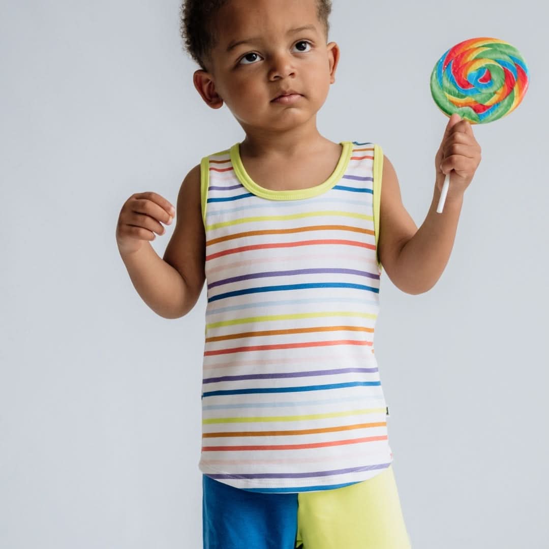 Kids' Bamboo Racerback Tank | Rainbow Stripe
