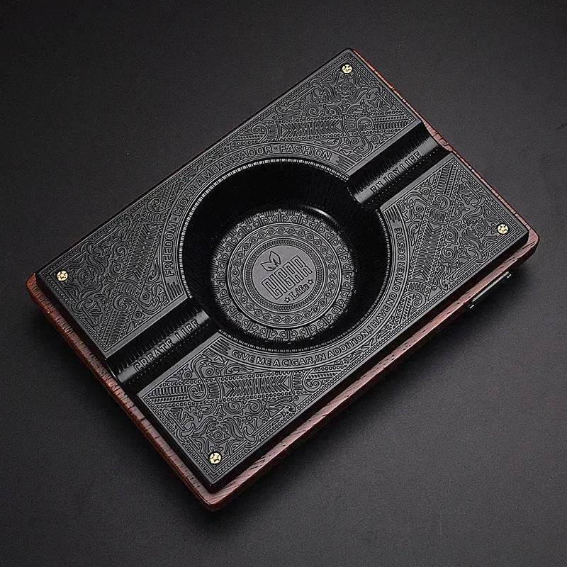 Luxury Cigar Ashtray, Wooden Metal Alloy 4-Slot and 2-Slot Cigar Rest