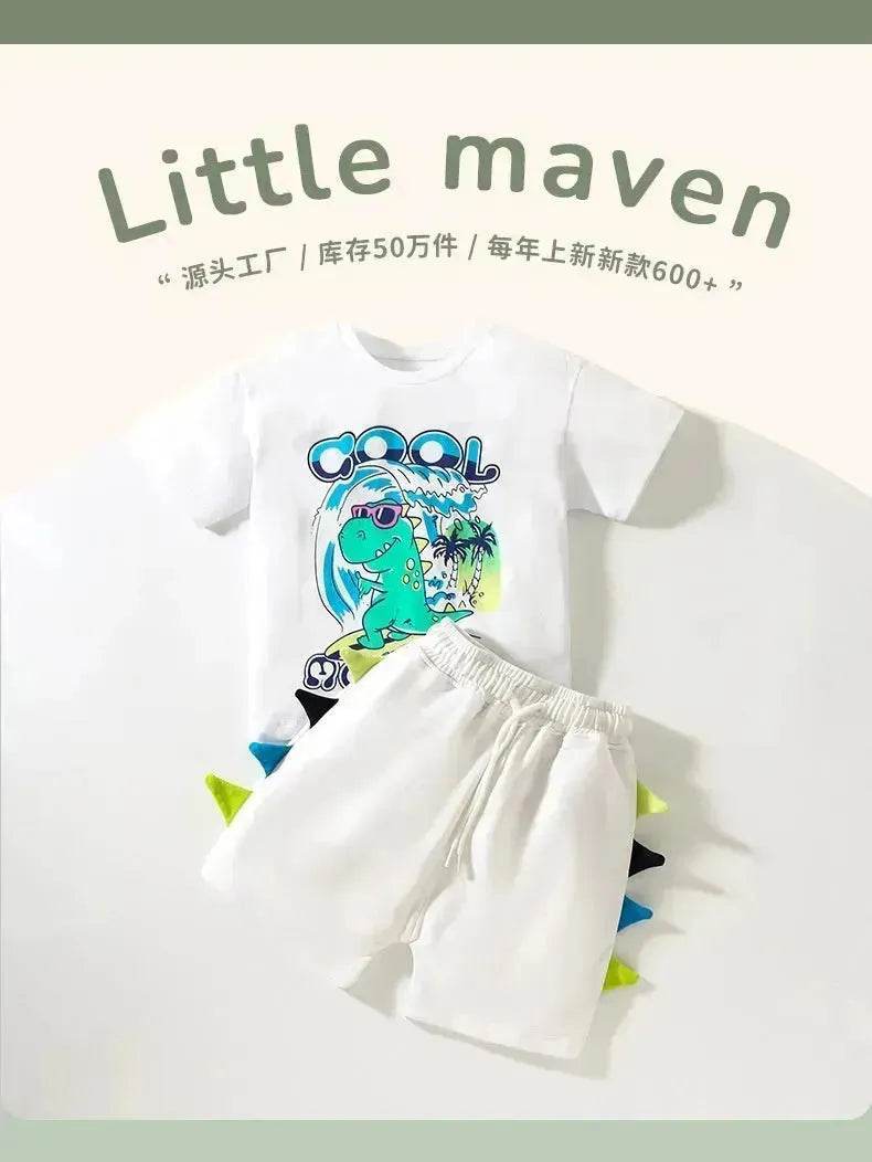 Boys' Short-sleeved Cartoon Cute Short Sleeve Shorts Two-piece  for boys