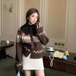 Thickened Jacquard button Knitted Sweater for Women Autumn And Winter