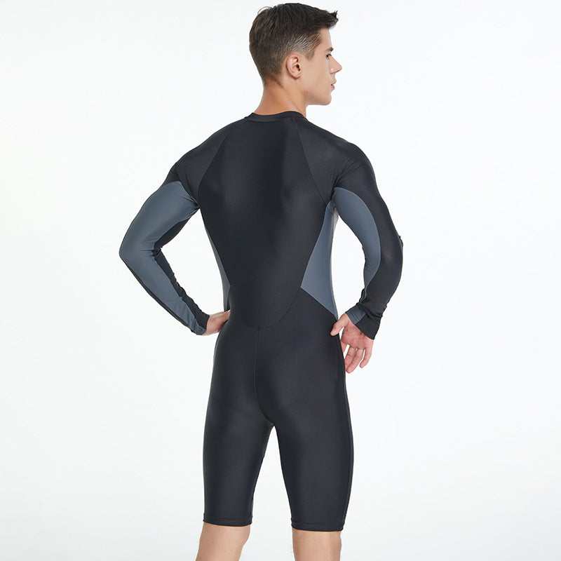 Men's One-Piece Long Sleeve Swimsuit | Sun Protection Quick-Dry Lycra Canada