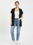 Vintage Black Short-Sleeve Knit Cardigan