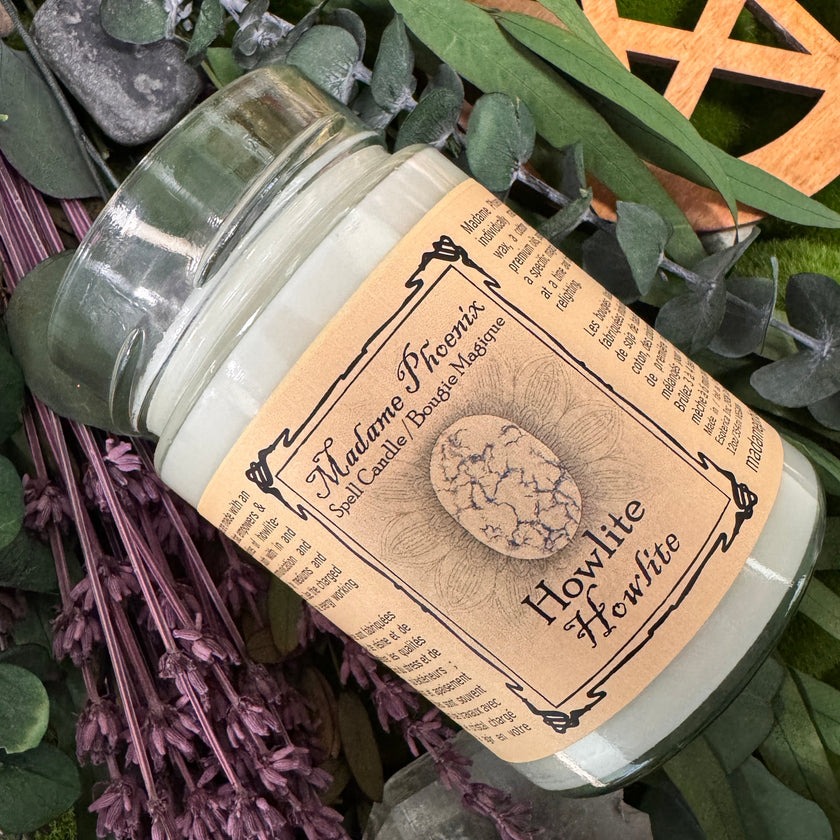Crystal Magic Howlite Spell Candle