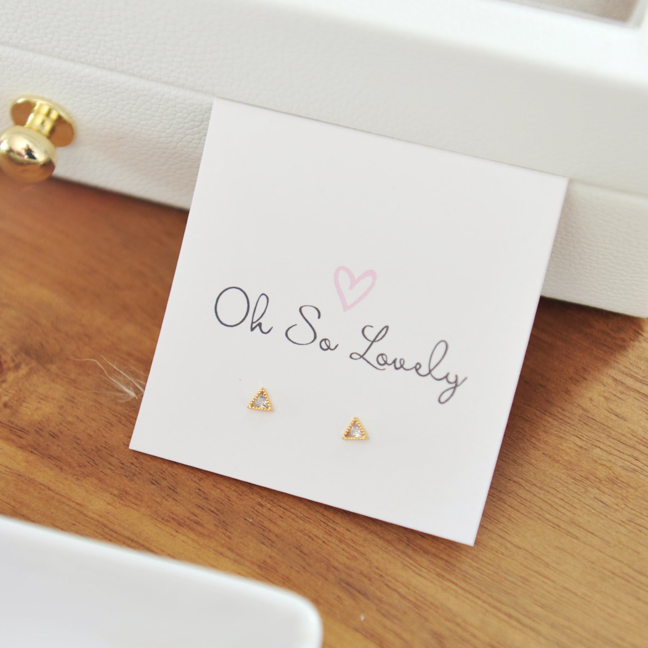 Naya Tiny Crystal Triangle Stud Earrings
