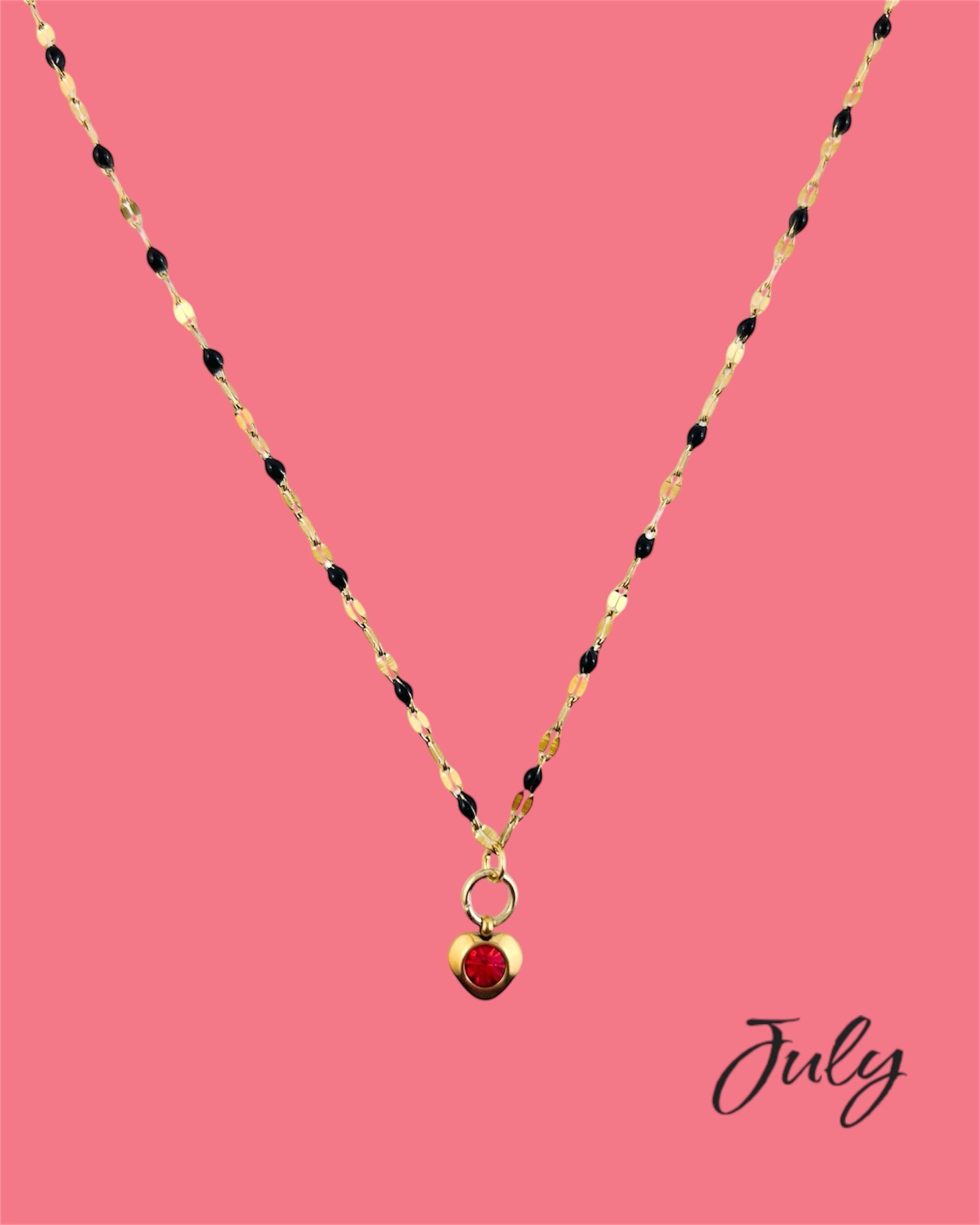 Heart Stone Necklaces in gold - various birthstone colours