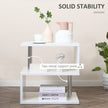 Caelan Wooden S Shape End Table with 3 Tier Storage Shelves-White