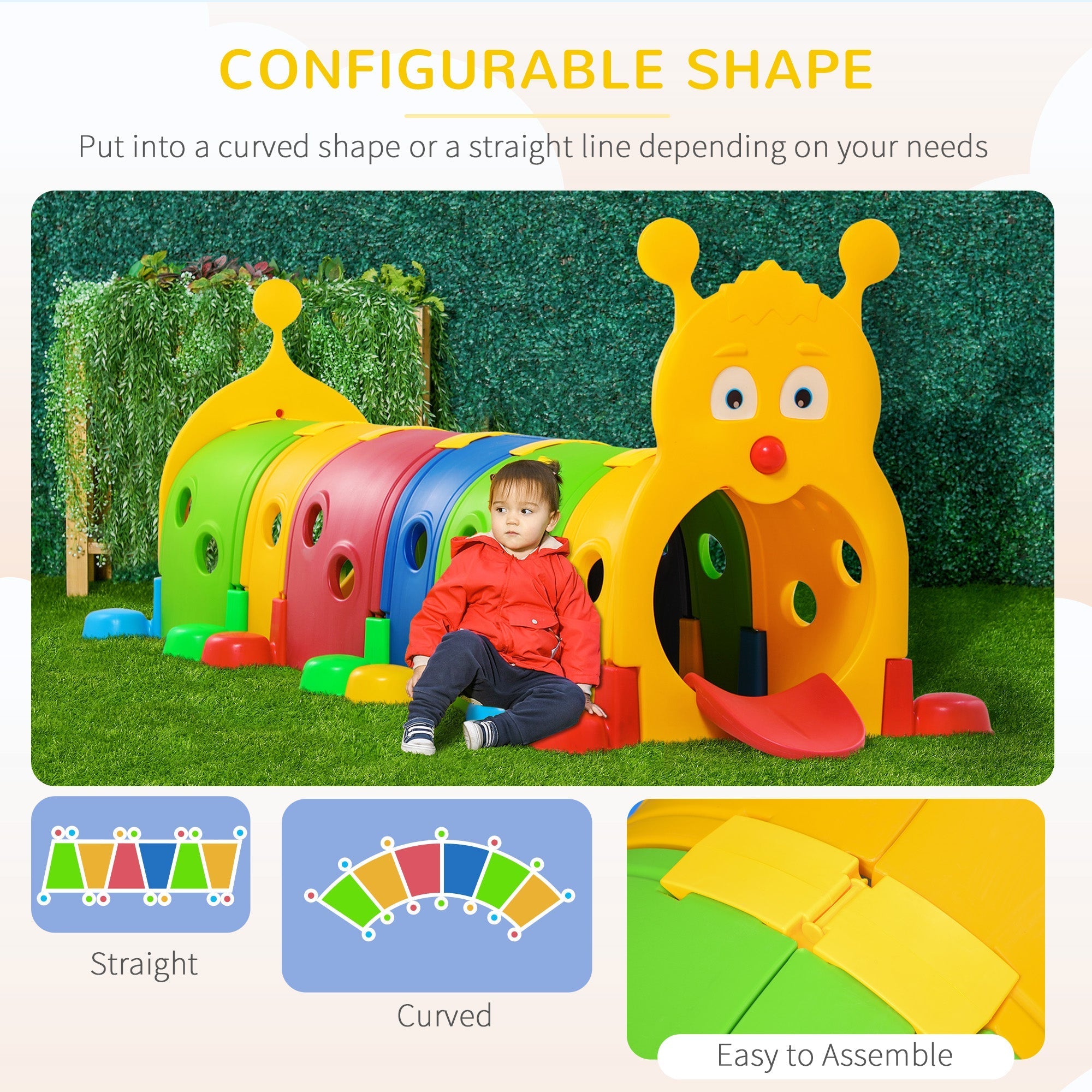 Qaba 107 Inch Kids Play Tunnel Climb-N-Crawl Outdoor Indoor Play Equipment