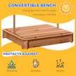 Outsunny Kids Sandbox Wooden with Cover Adjustable Canopy Foldable Bench Seats Sand Play Red