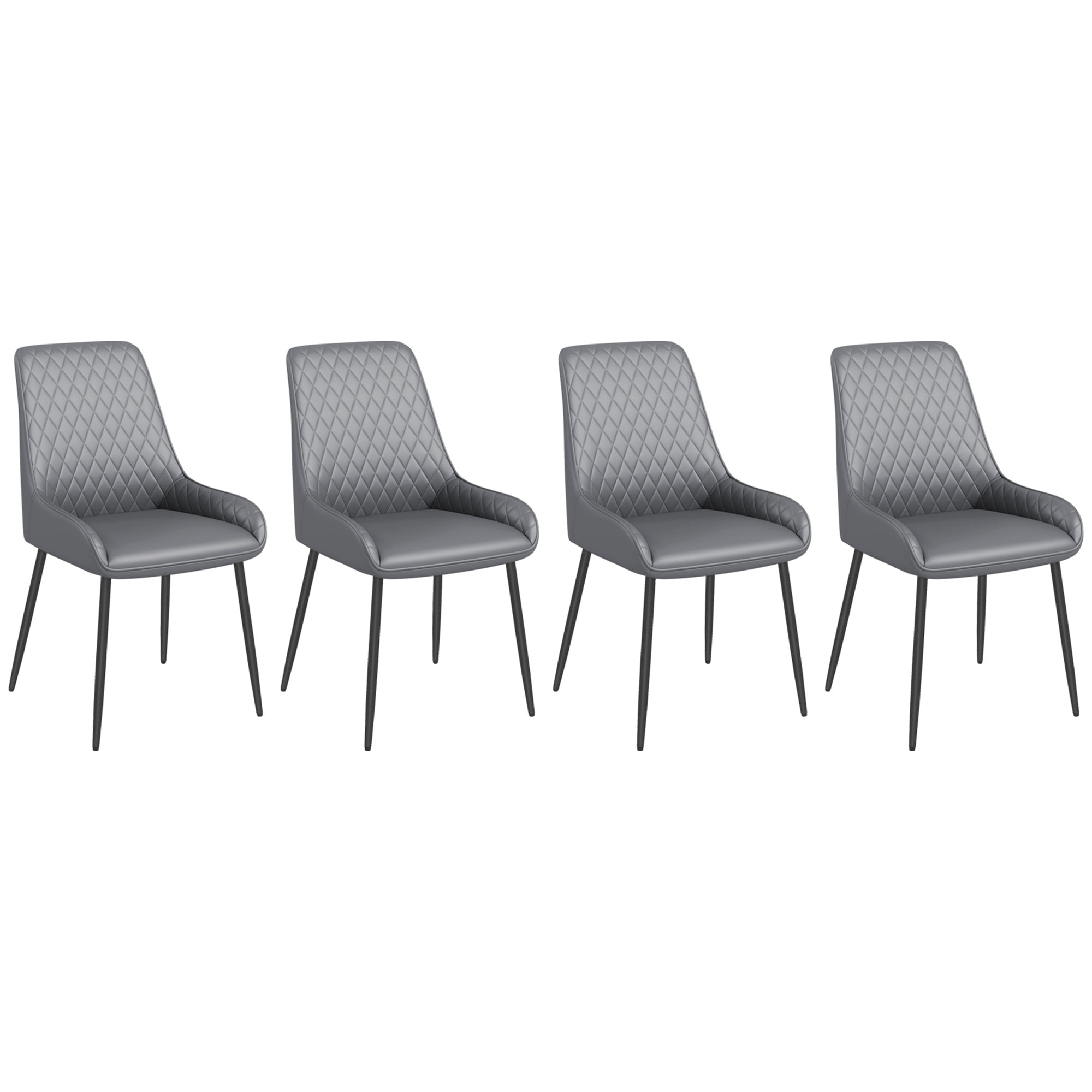 Blake Vegan Leather Modern Dining Chairs with Diamond Tufting-Set of 4-Grey