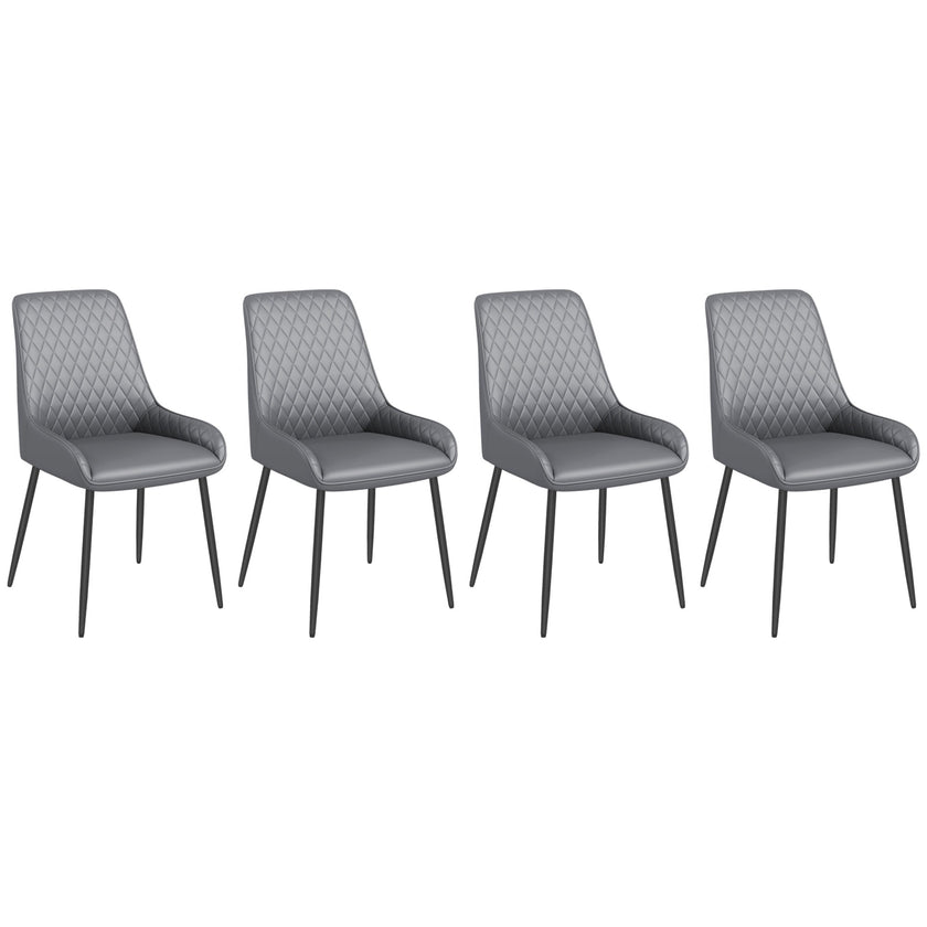 Blake Vegan Leather Modern Dining Chairs with Diamond Tufting-Set of 4-Grey
